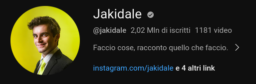 il profilo YouTube di Jakidale