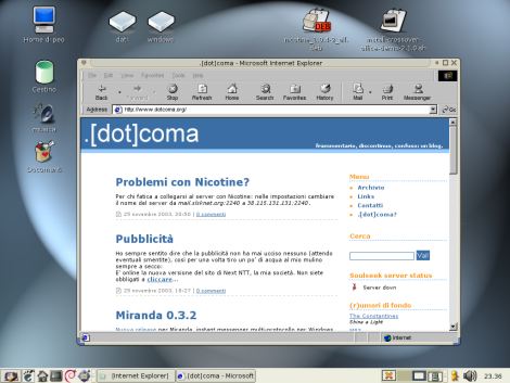 Internet Explorer 5.5 che gira in Debian Sid con Crossover Office