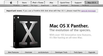la homepage di Mac OS X